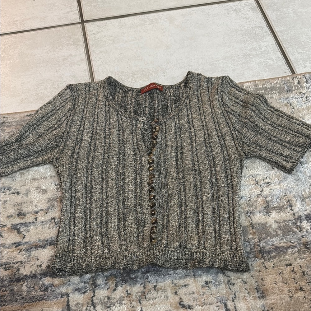 Altuzarra Heather Gray Ribbed Cardigan